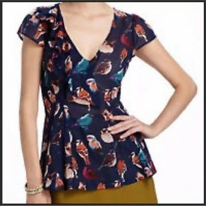 Meadow Rue Ruffle Blue Birds Top